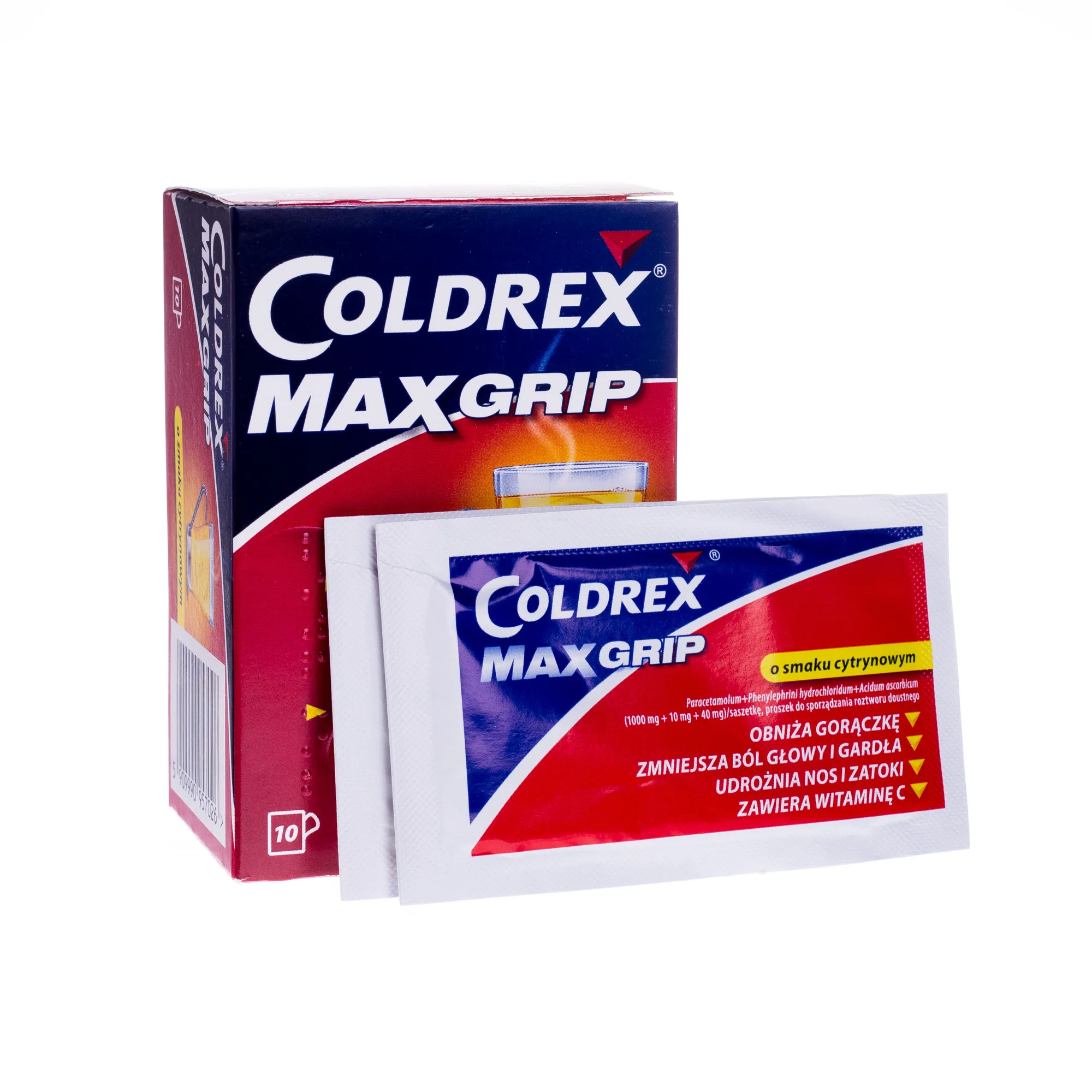 Coldrex MaxGrip (1000 mg +10 mg + 40 mg)/ saszetkę, proszek do sporządzania roztworu doustnego, 10 saszetek