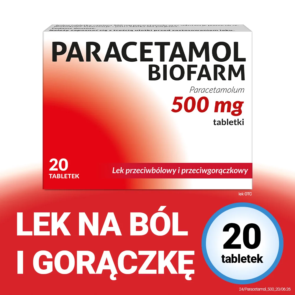 Paracetamol Biofarm 500 mg, 20 tabletek
