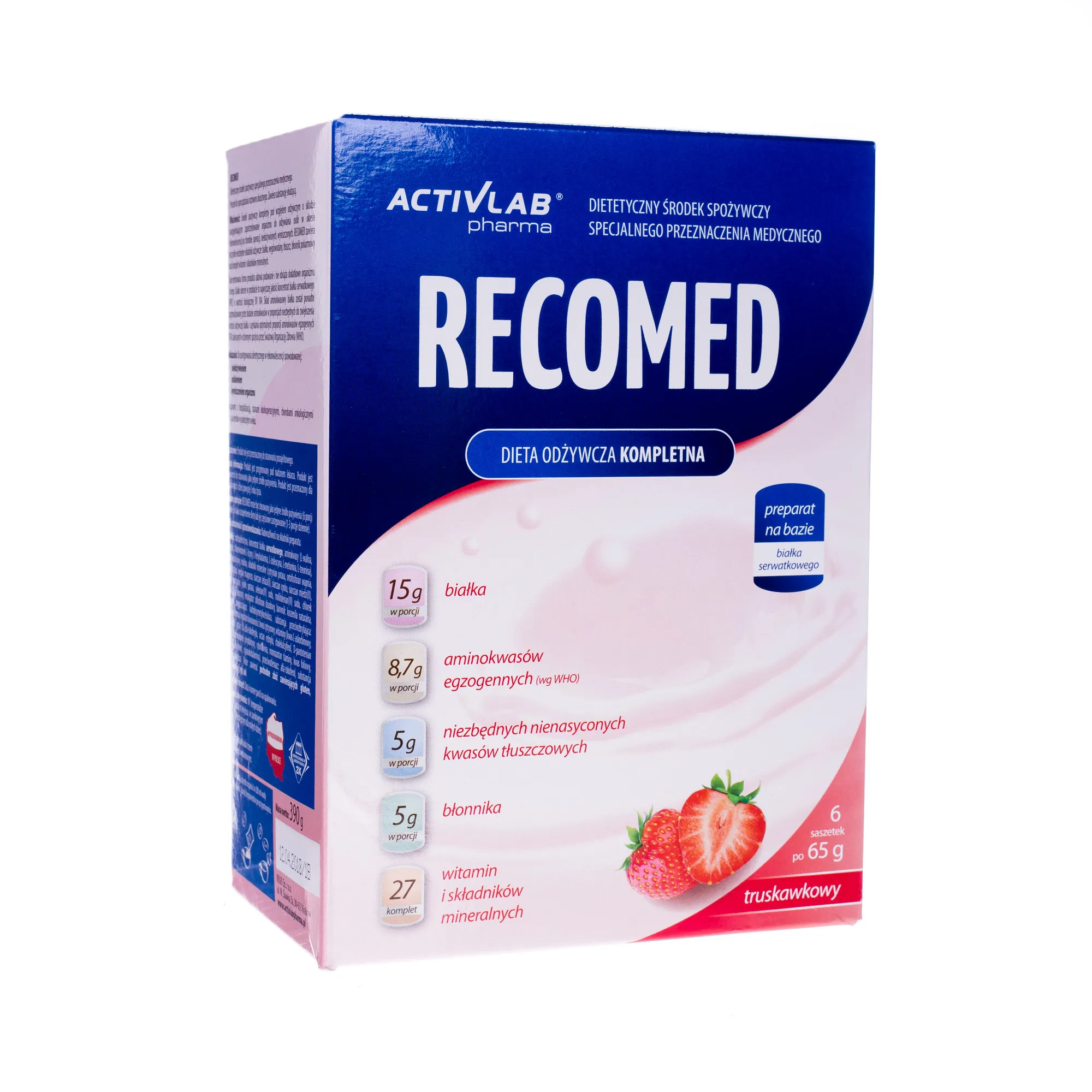 Activlab RecoMed, dieta odżywcza kompletna, smak truskawkowy,  6 saszetek