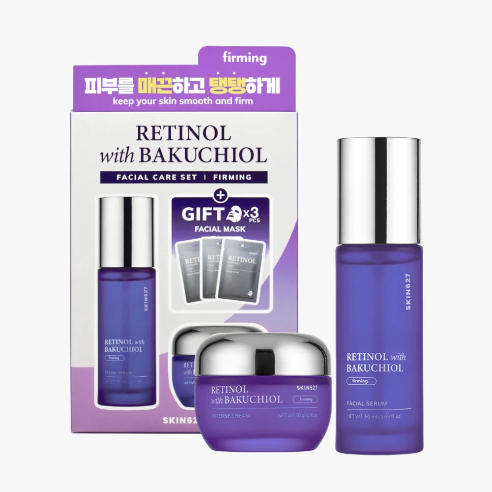 SKIN627 Retinol with Bakuchiol Zestaw serum, 50 ml + krem, 50 g + maseczki do twarzy, 3 x 22 ml