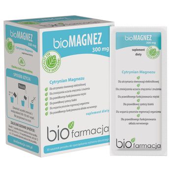 Biofarmacja bioMAGNEZ 300 naturalny magnez do picia 300 mg, 30 saszetek 