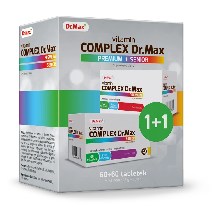 Vitamin Complex Premium Dr.Max + Vitamin Complex Senior Dr.Max Zestaw Świąteczny, suplementy diety, 60 + 60 tabletek