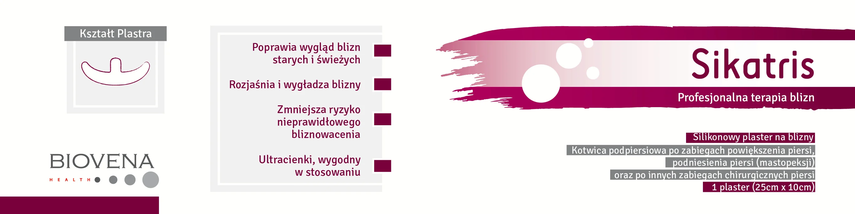 Sikatris® silikonowy plaster na blizny kotwica podpiersiowa 25 cm x 10 cm, 1 sztuka