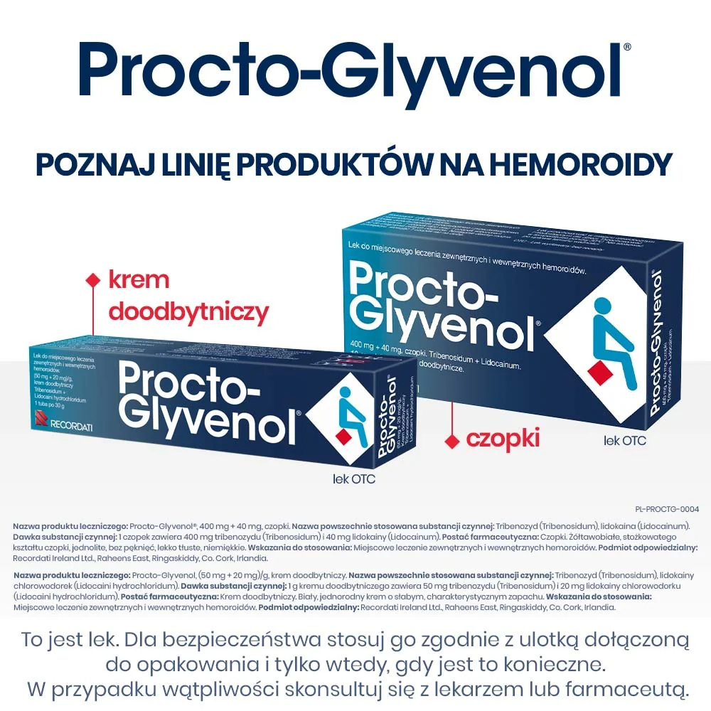 Procto-Glyvenol 400 mg + 40 mg, 10 czopków