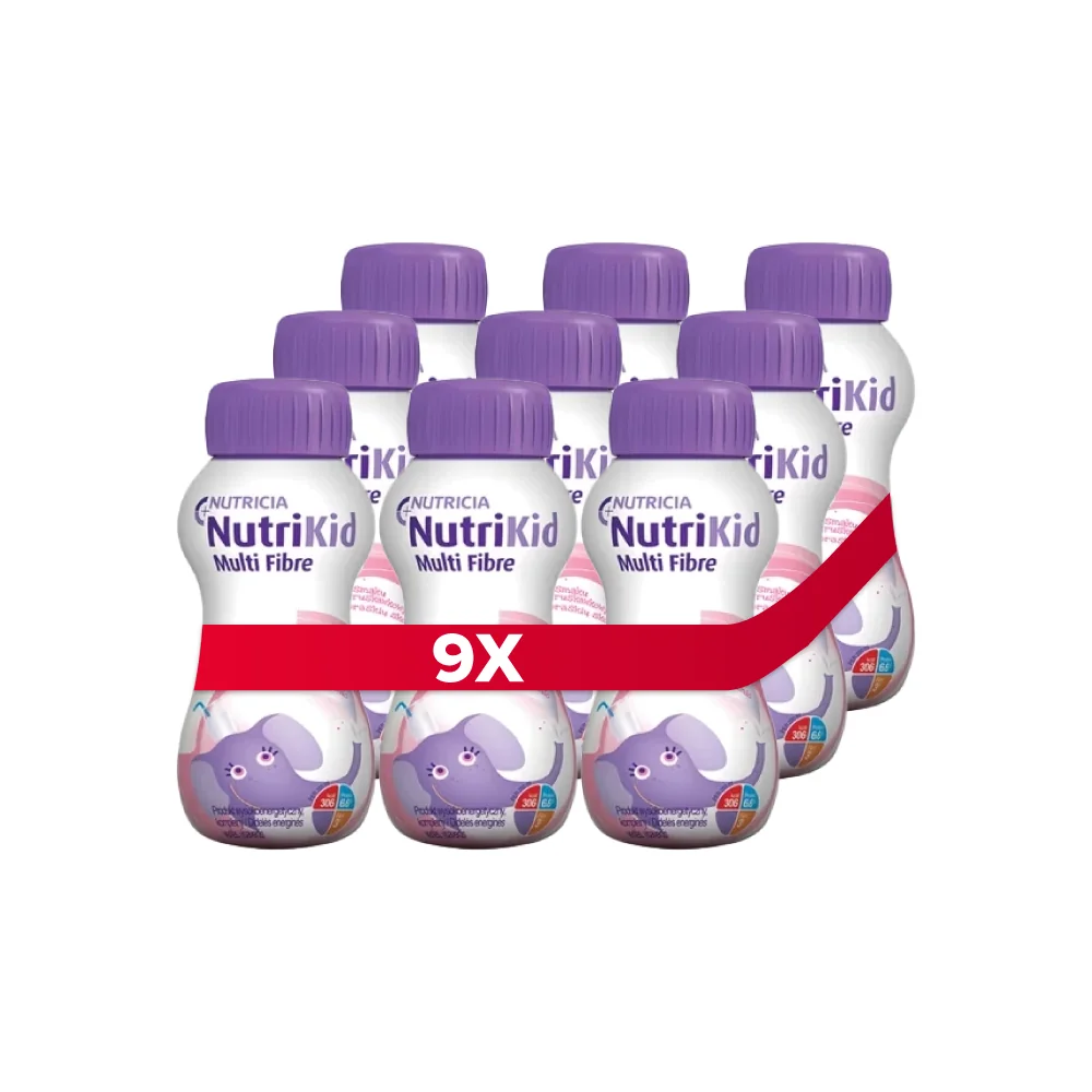 NutriKid Multi Fibre płyn, smak truskawkowy, 9 x 200 ml