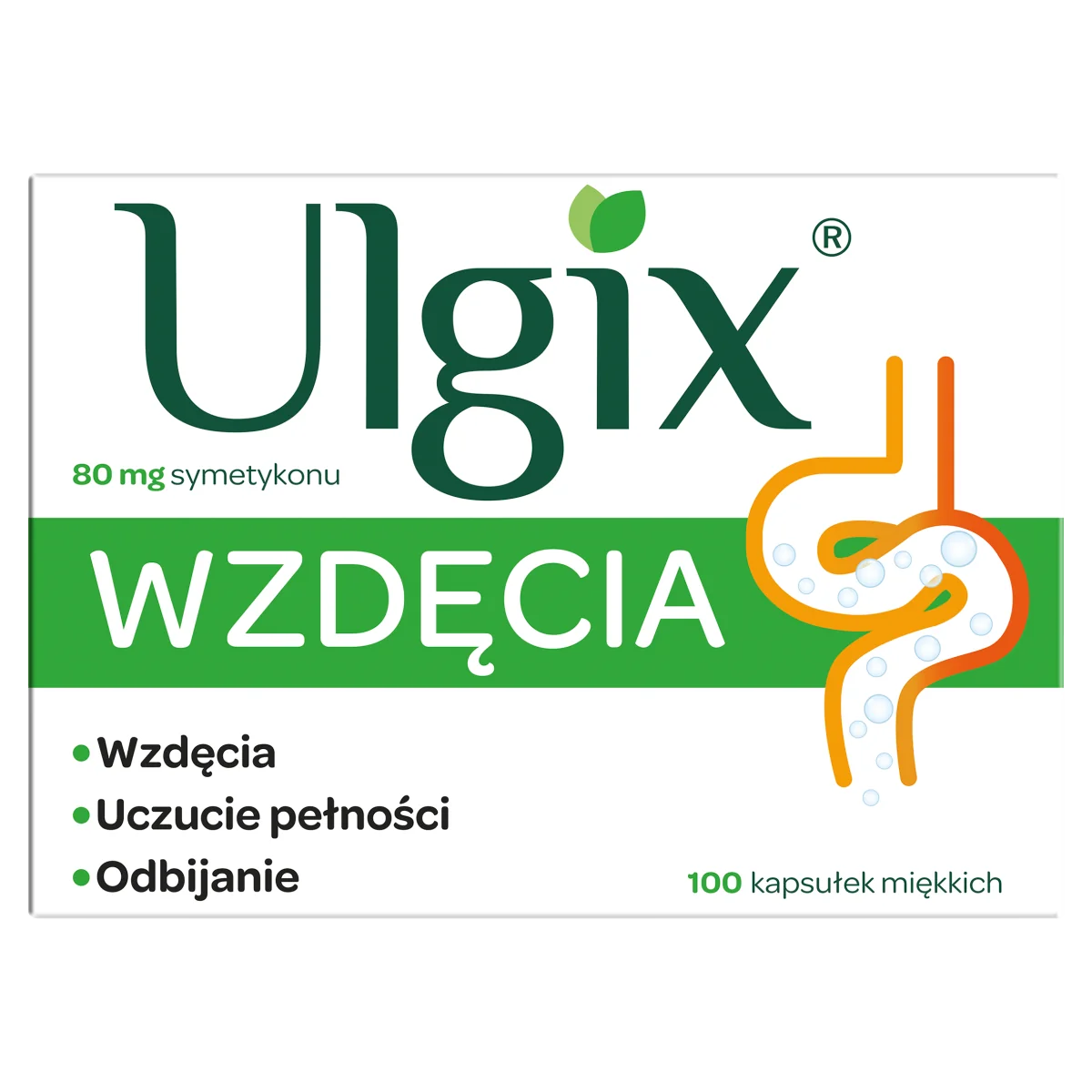 Ulgix Wzdęcia 80 mg symetykonu 100 kapsułek
