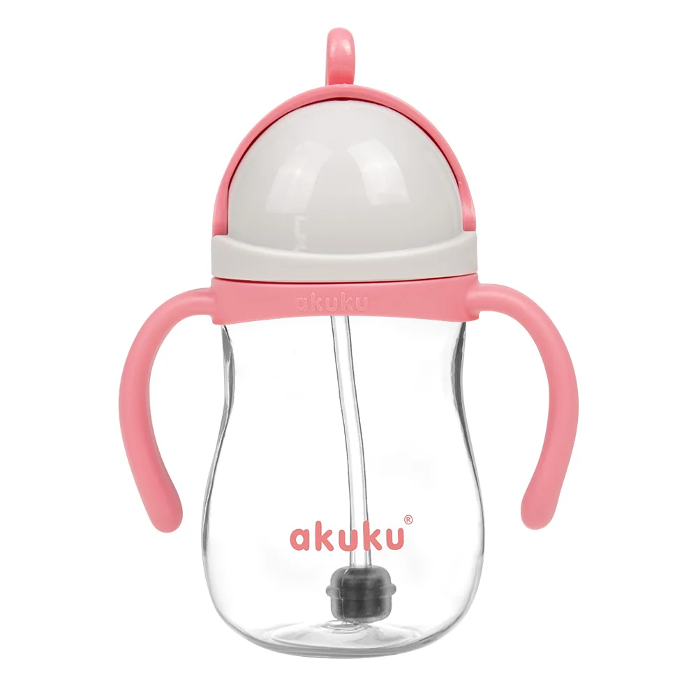 Akuku różowy bidon ze słomką z odważnikiem, 1 sztuka
