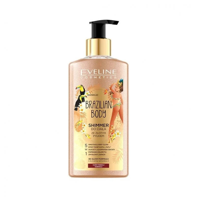 Eveline Cosmetics Brazilian Body shimmer do ciała ze złotym pyłkiem, 150 ml