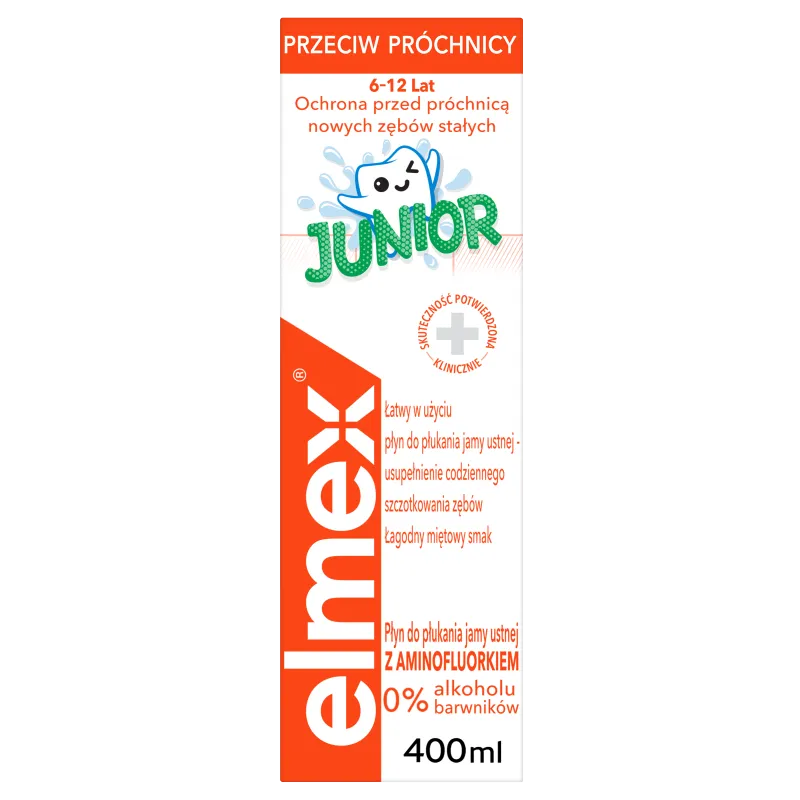 elmex Junior płyn do płukania jamy ustnej dla dzieci 6-12 lat, 400 ml 