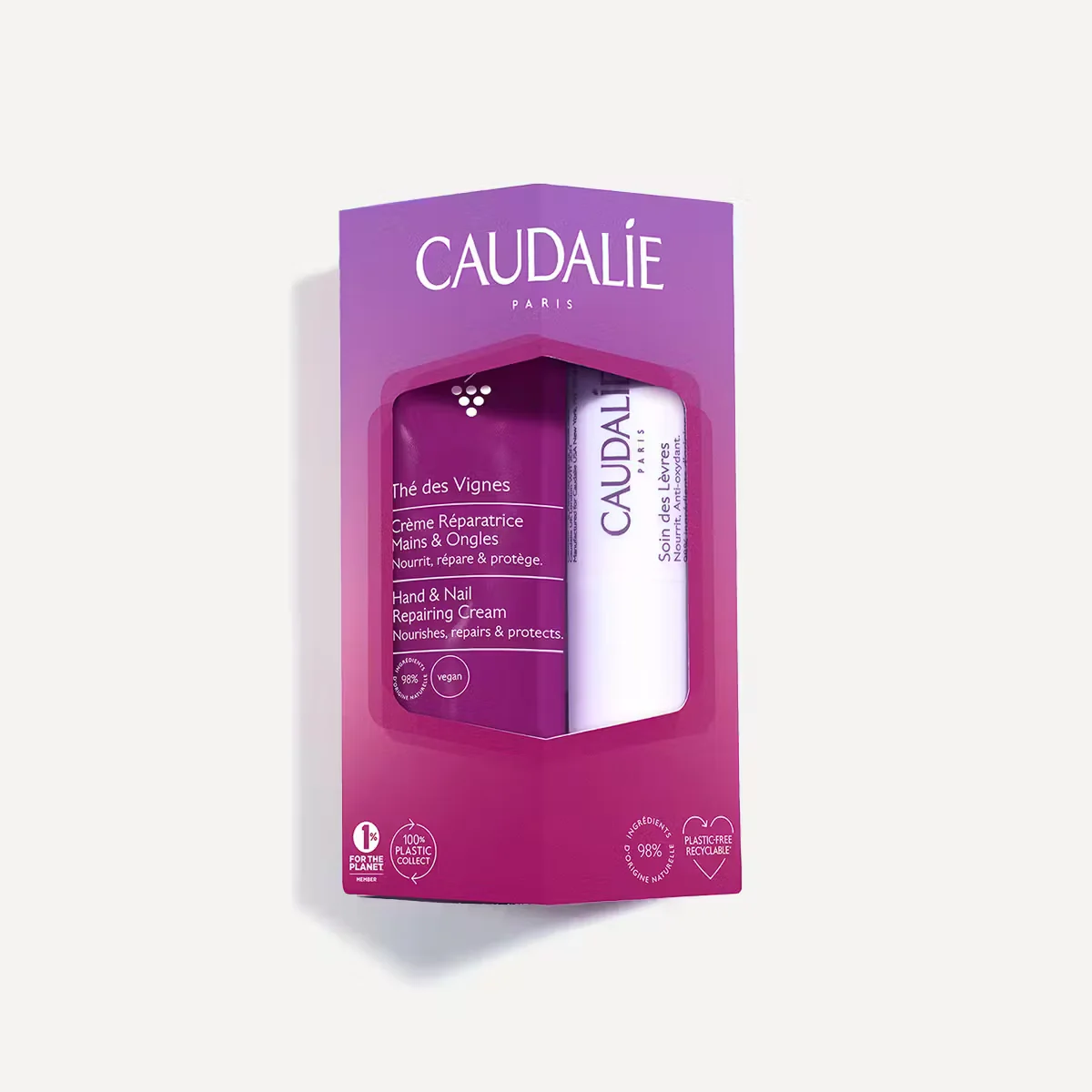 Caudalie Thé des Vignes zestaw krem do rąk, 30 ml + pomadka 4,5 g
