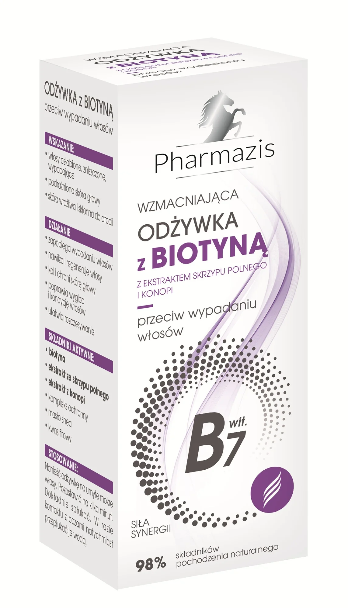 Pharmazis wzmacniająca odżywka do włosów z biotyną oraz ekstraktem skrzypu polnego i konopi przeciw wypadaniu włosów, 250 ml