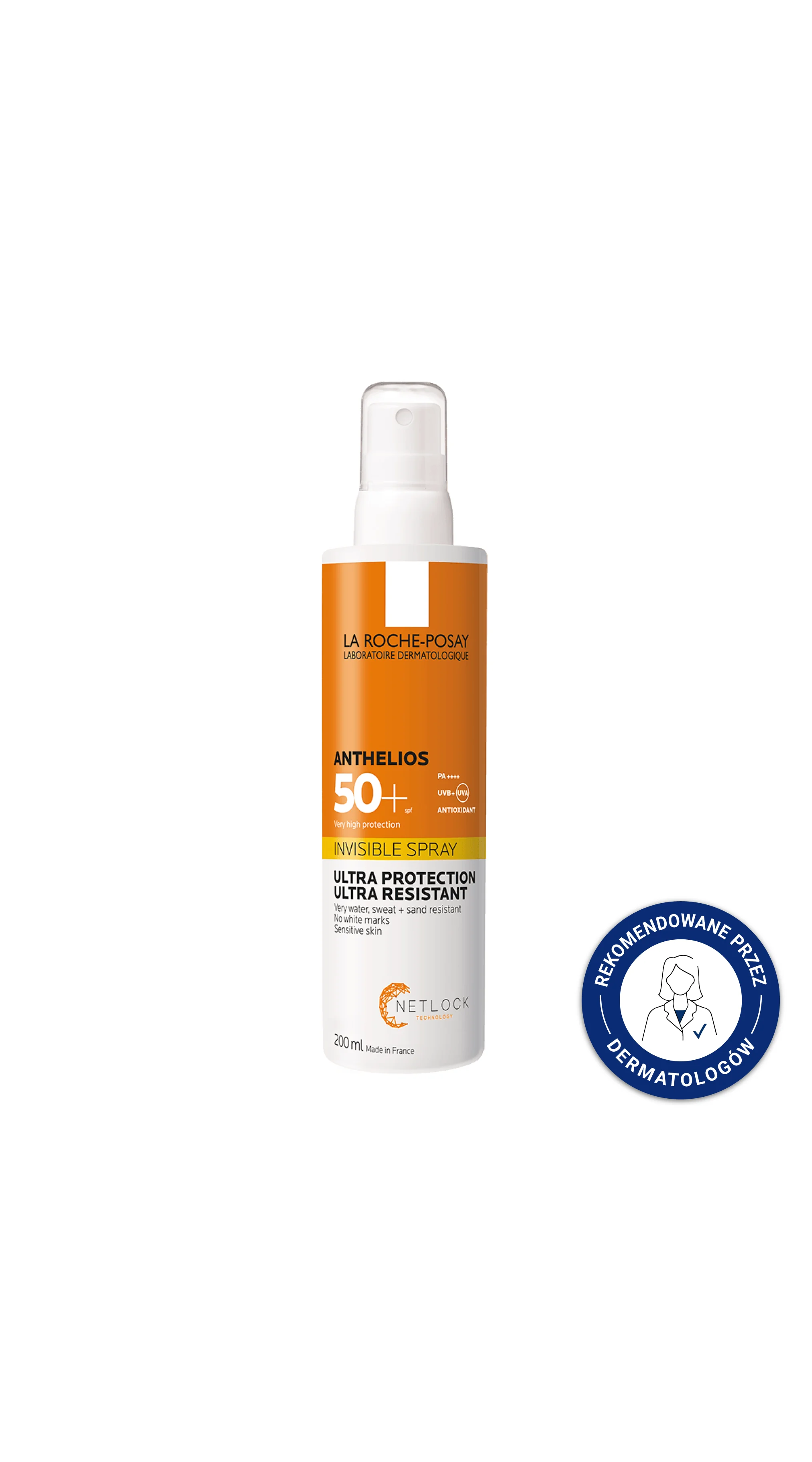 La Roche-Posay Anthelios, Niewidoczny Spray do ciała SPF 50+, 200 ml
