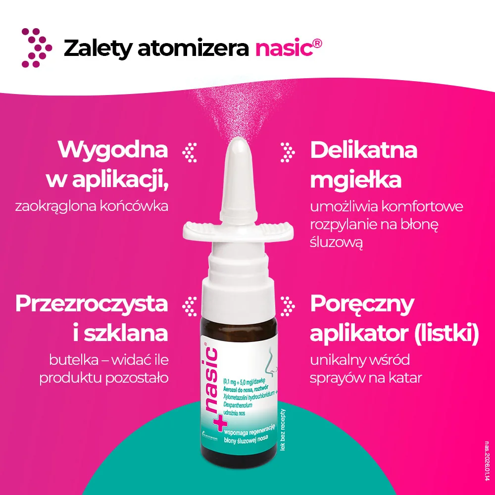 NasicNasic (0,1 mg + 5 mg)/ dawkę aerozol do nosa, 10 ml