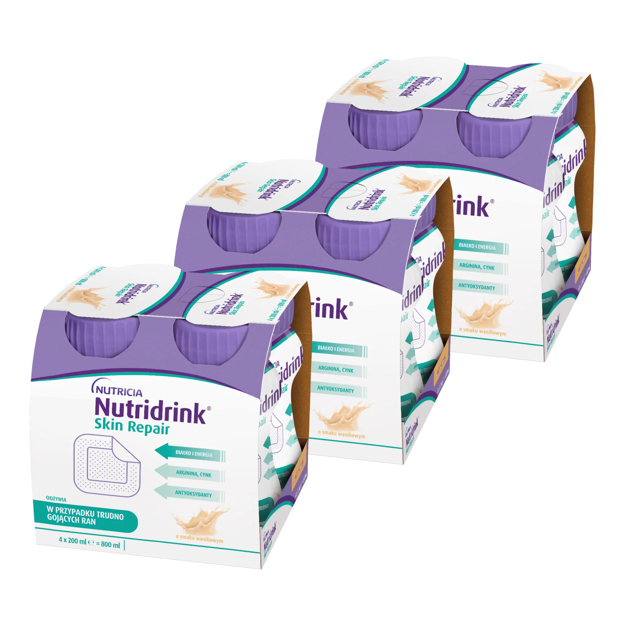 Nutridrink Skin Repair preparat odżwyczy o smaku waniliowym,  3 x 4 x 200 ml