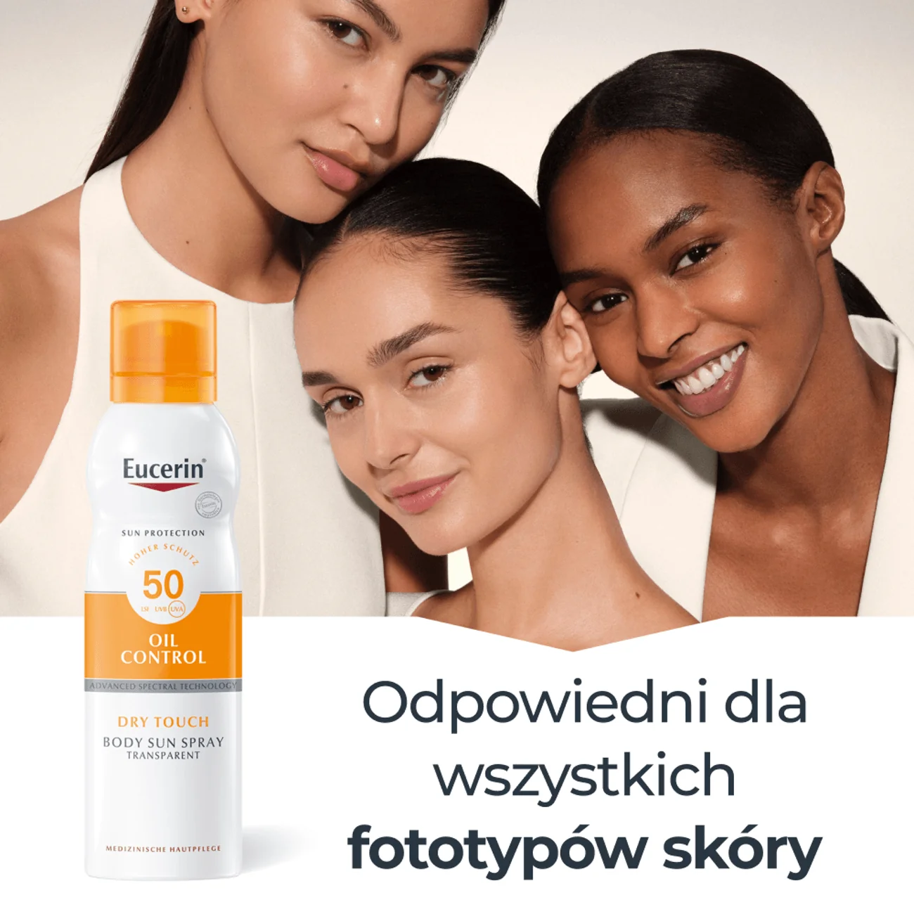 Eucerin Oil Control SPF 50 transparentny spray ochronny do ciała, 200 ml