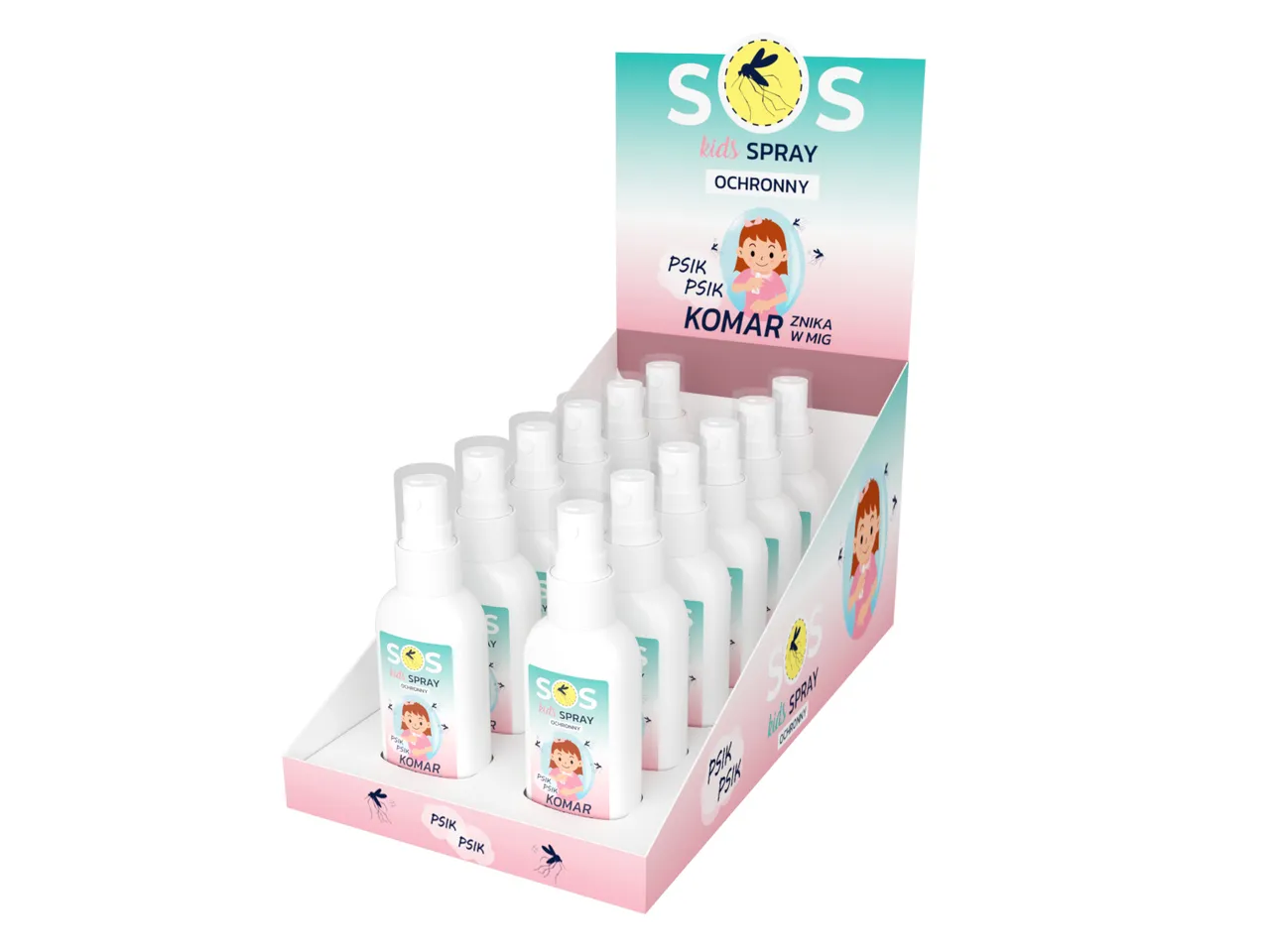 SOS Spray Ochronny o Właściwościach Odstraszających Komary, display 12 x  40 ml
