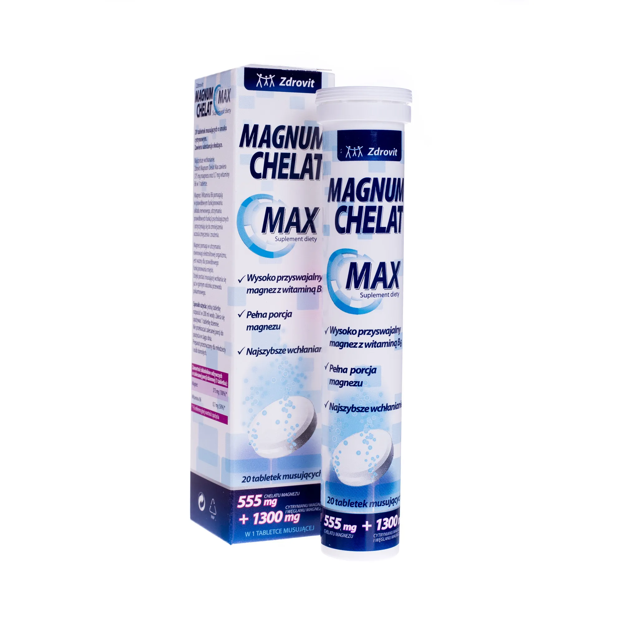 Magnum Chelat Max, suplement diety, 20 tabletek musujących