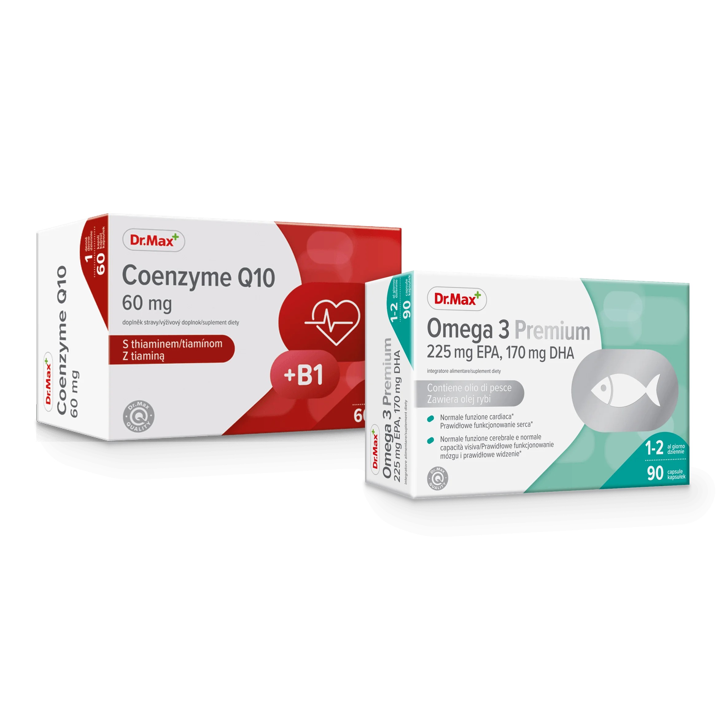 Komplet troski o serce Omega 3 Premium Dr. Max 90 kapsułek + Dr.Max Coenzyme Q10 60 kapsułek