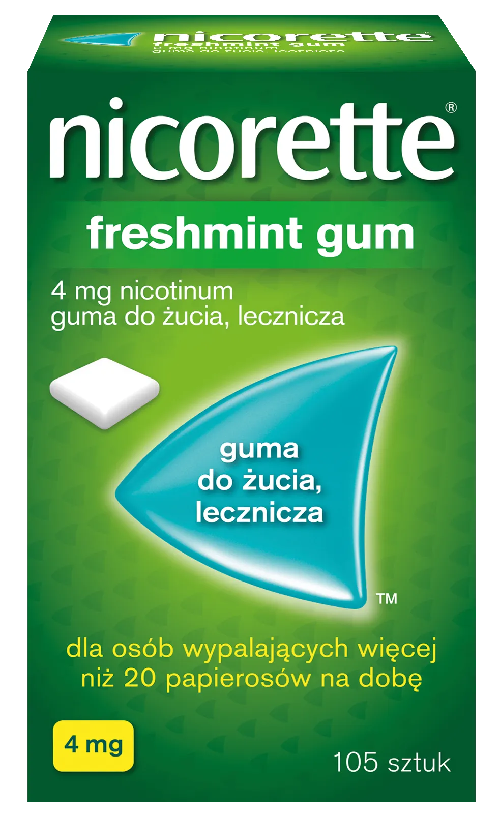 Nicorette Freshmint Gum, 4 mg, 105 gum do żucia