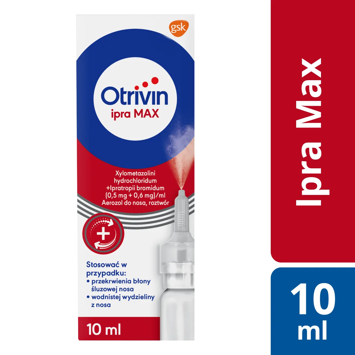 Otrivin ipra Max, 0,5 mg + 0,6 mg/ml, aerozol do nosa, 10 ml