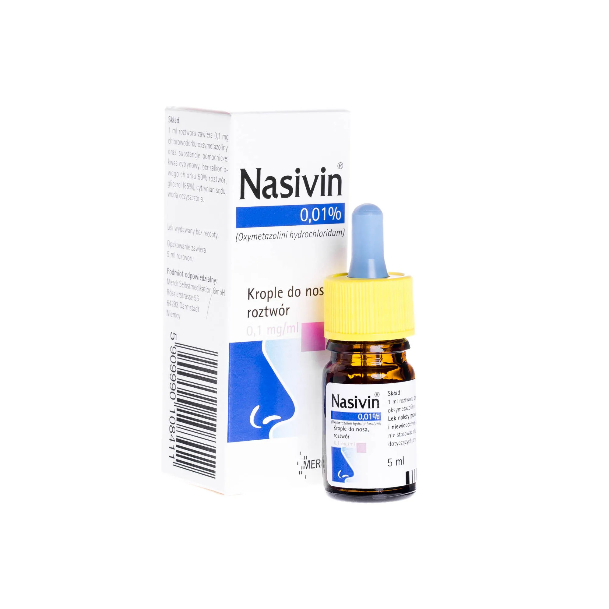 Nasivin 0,01%(0,1 mg/ml) - krople do nosa, roztwór, 5 ml