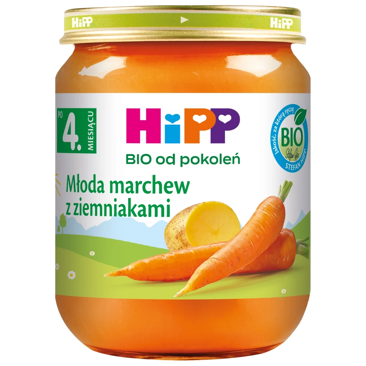 HiPP BIO od pokoleń obiadek młoda marchew z ziemniakami po 4. miesiącu, 125 g