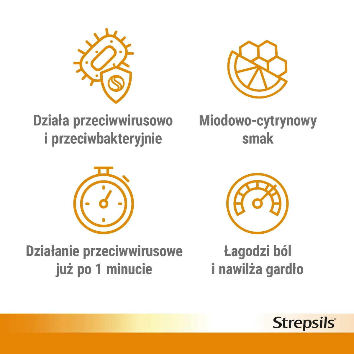 Strepsils z miodem i cytryną 1,2 mg + 0,6 mg, 36 pastylek twardych