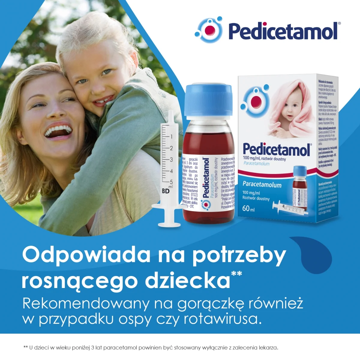 Pedicetamol 100 mg/ml, roztwór doustny, 60 ml