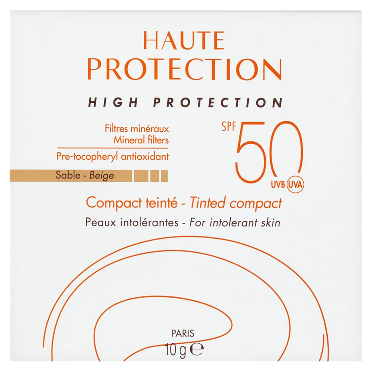 Avene, kompakt mineralny, piaskowy, SPF 50, 10 g podkład piaskowy SPF 50+, 10 g
