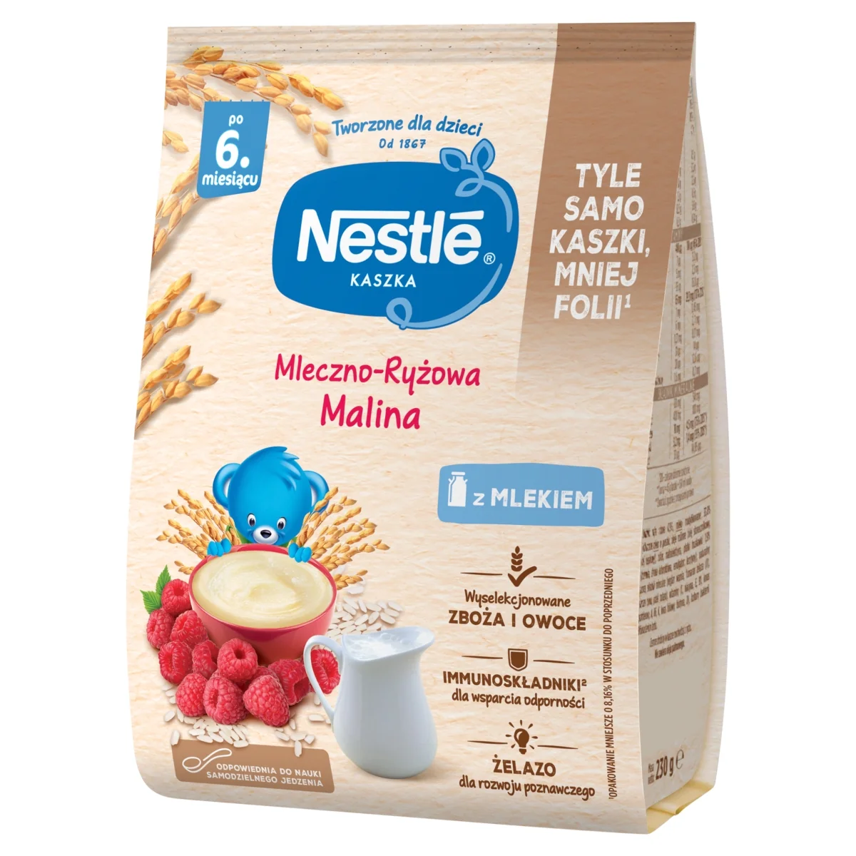 Nestlé kaszka mleczno-ryżowa malina ρo 6. miesiącu, 230 g