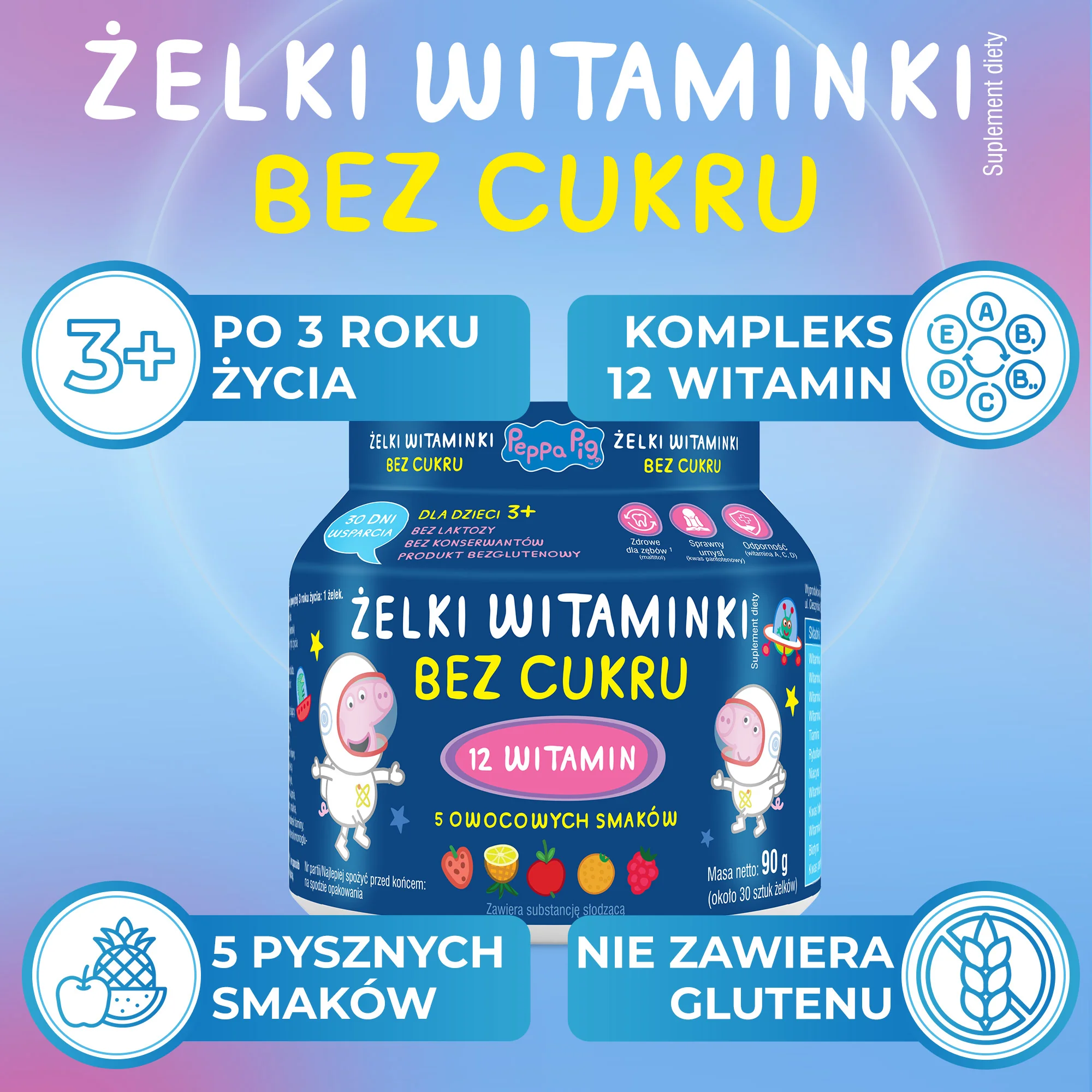Domowa Apteczka Peppa Pig Żelki Witaminki Bez Cukru, 30 sztuk