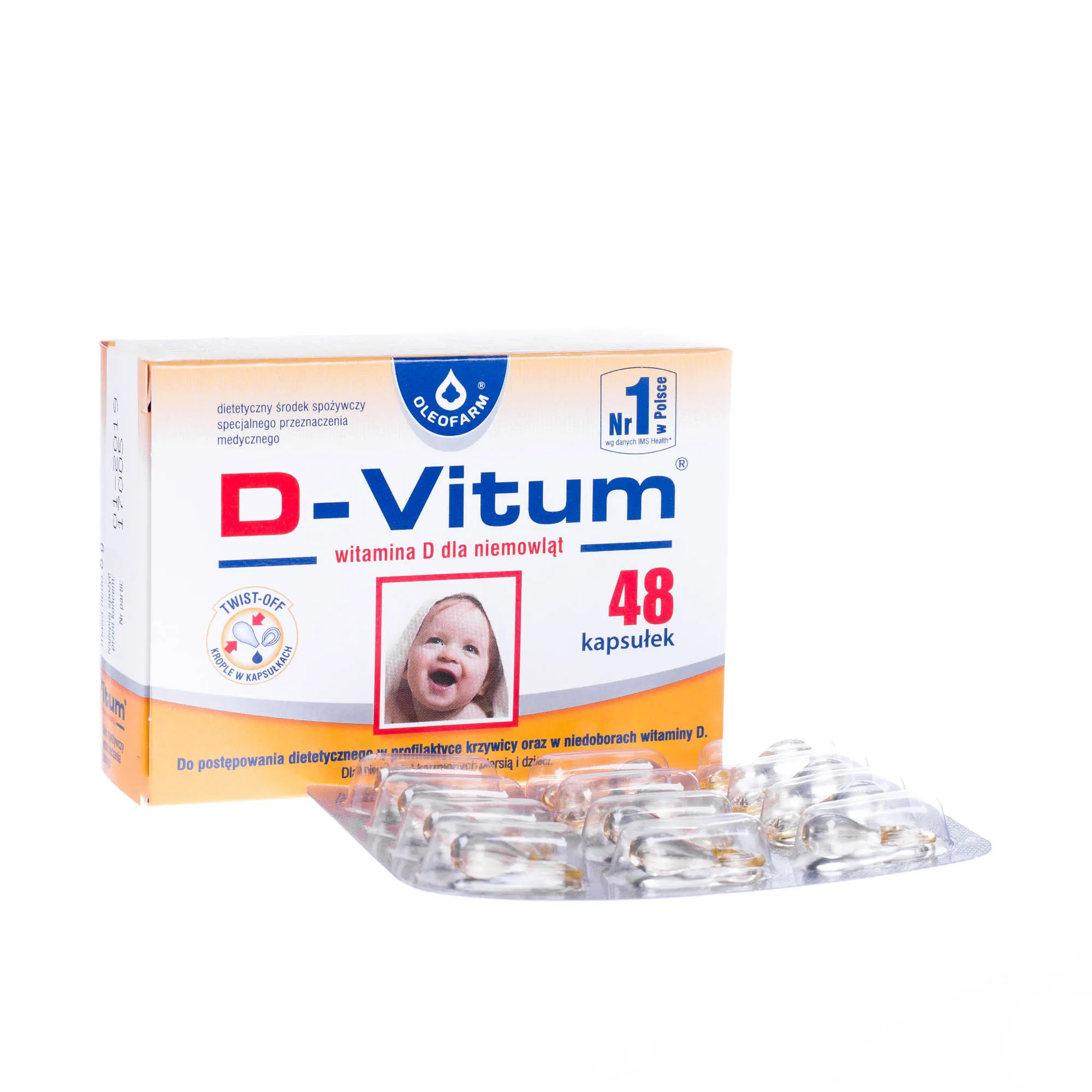D-Vitum witamina D dla niemowląt, 48 kapsułek twist-off 