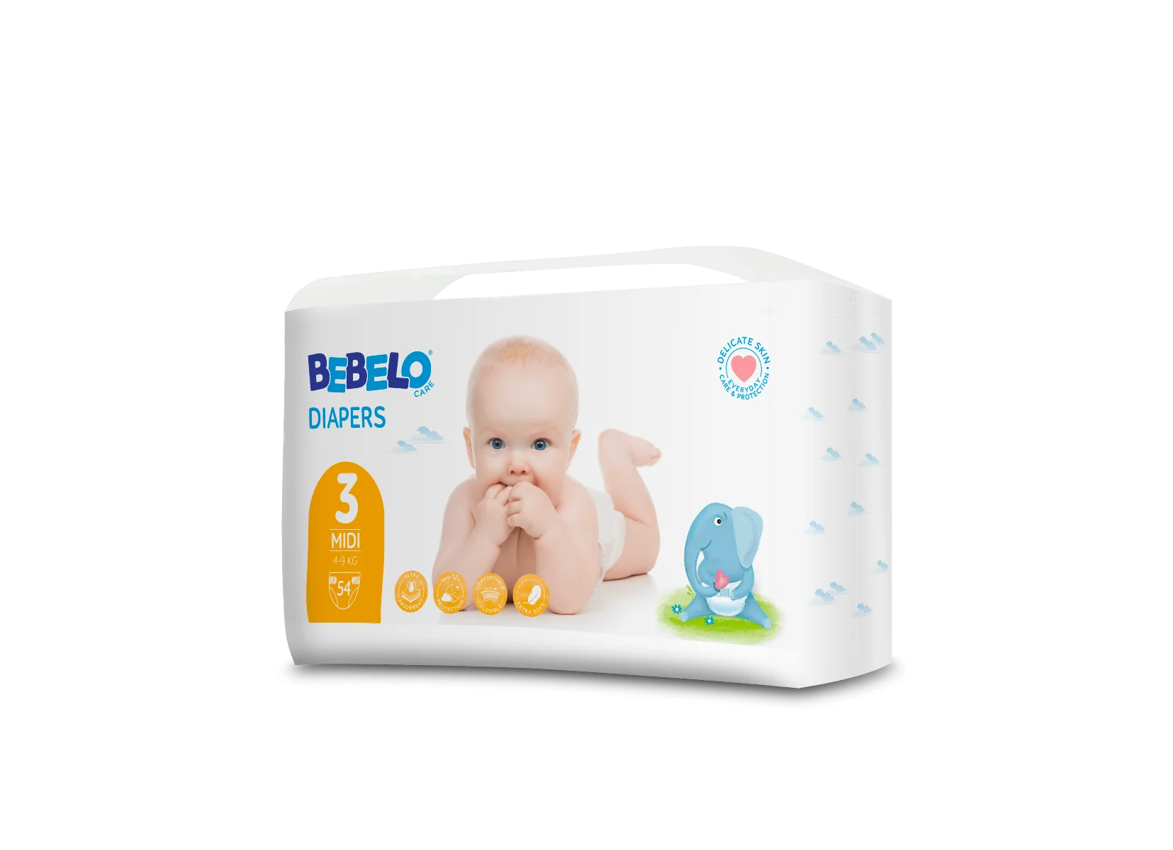 Bebelo Care Dr.Max Diapres 3 pieluchy Midi, 4-9 kg, 54 szt.