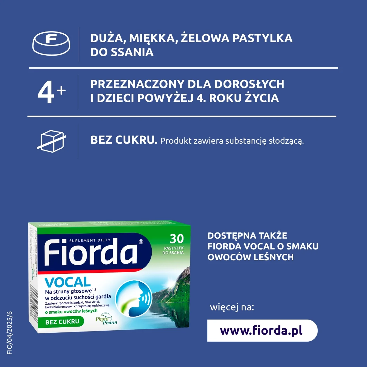 Fiorda Vocal 30 pastylek do ssania o smaku pomarańczowym