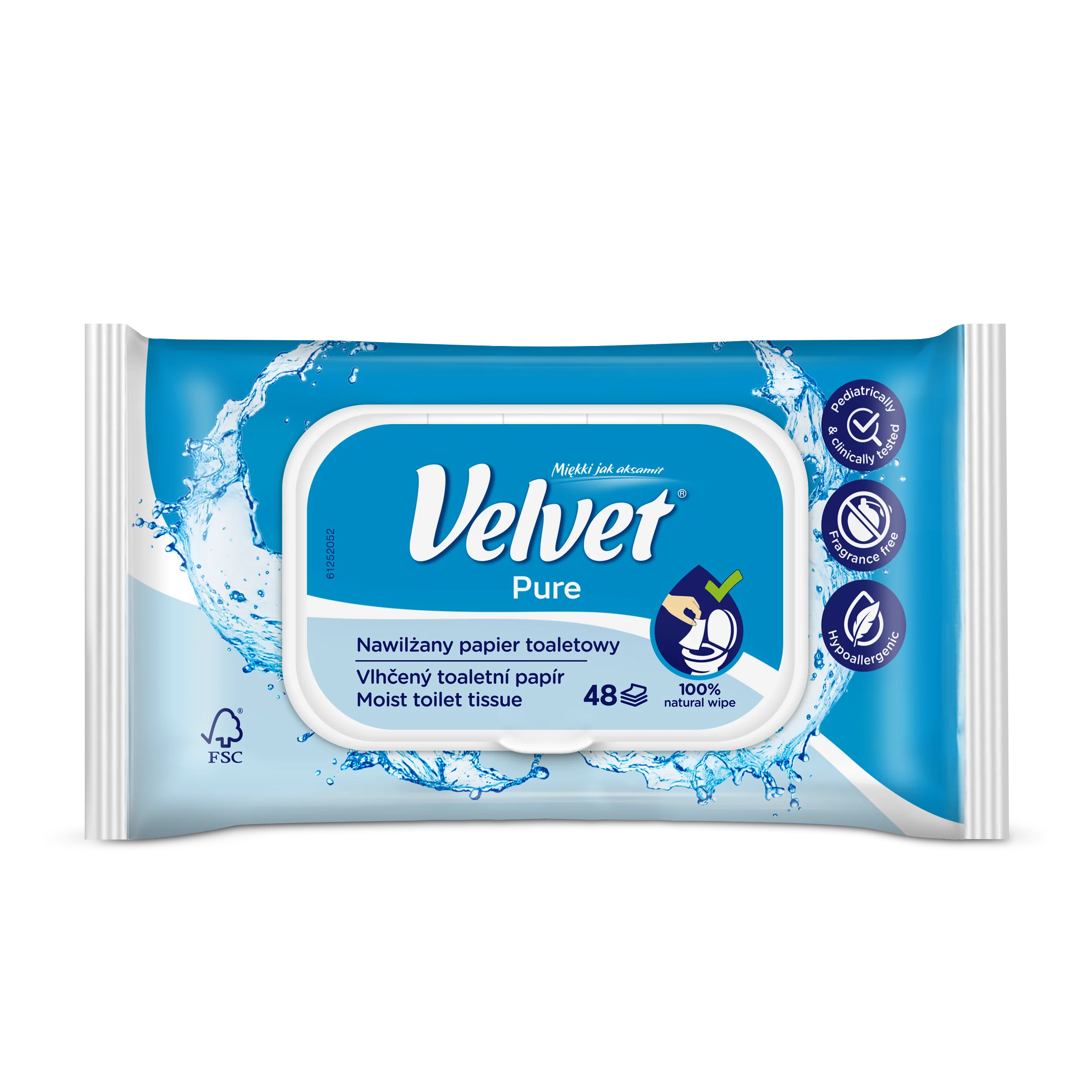 Velvet Pure nawilżany papier toaletowy, 1 szt.