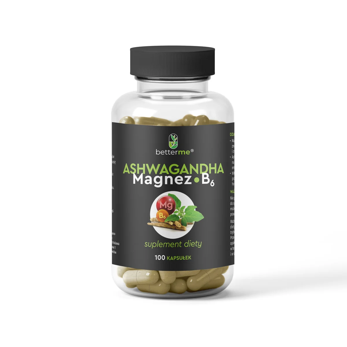 BetterMe Ashwagandha + Magnez B6 100 kapsułek