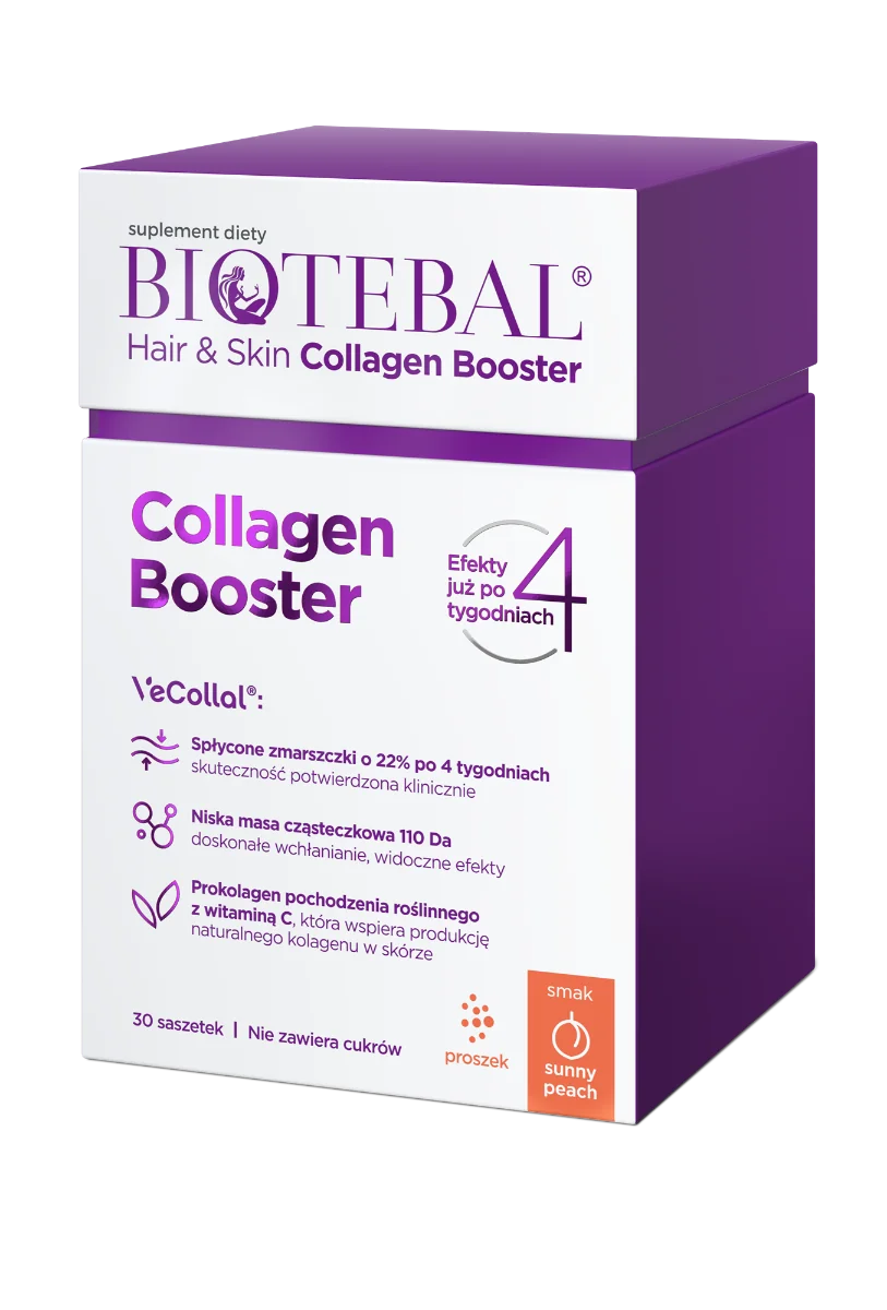Biotebal Hair & Skin Collagen Booster, smak brzoskwiniowy smak brzoskwiniowy, 30 saszetek