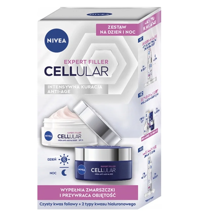Nivea Expert Filler Cellular Zestaw krem przeciwzmarszczkowy do twarzy na dzień, 50 ml + krem przeciwzmarszczkowy do twarzy na noc, 50 ml