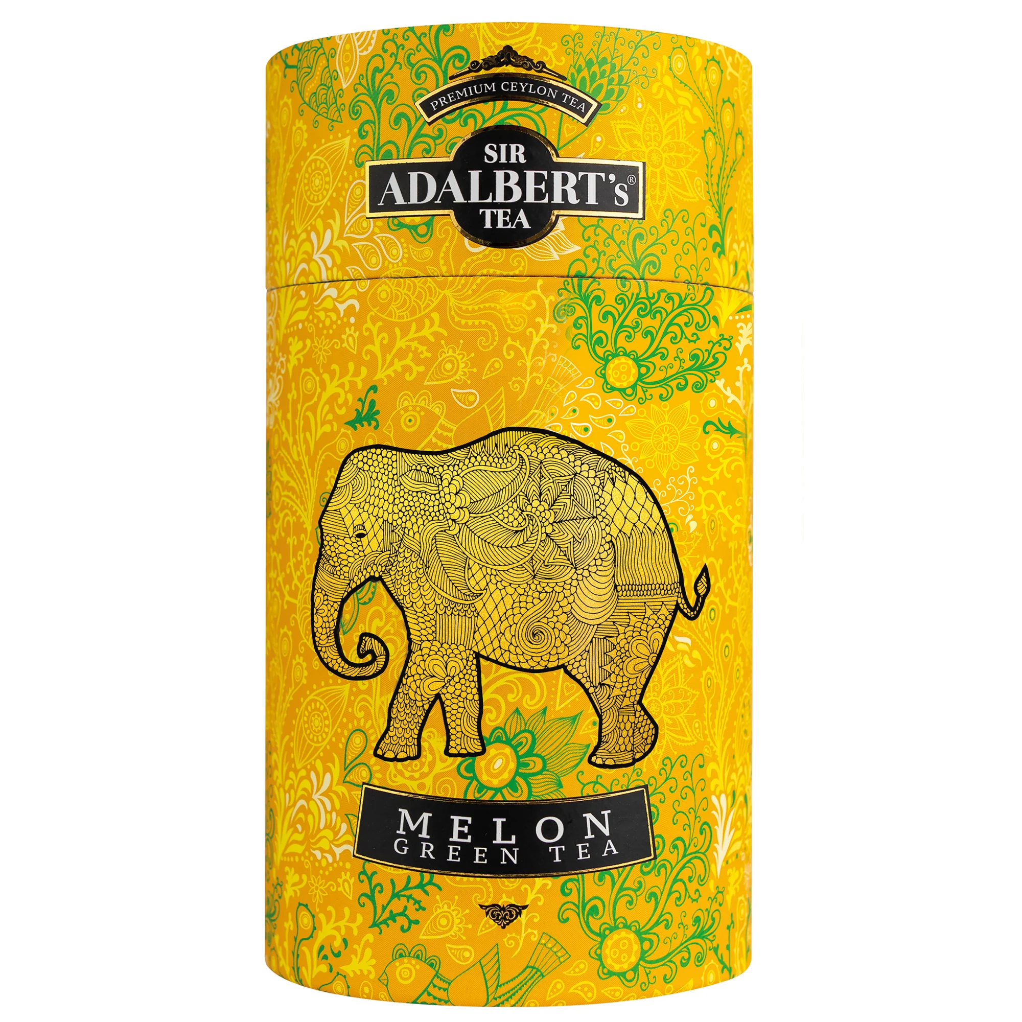 Sir Adalbert's Tea zielona herbata liściasta w puszce tekturowej Melon, 100 g