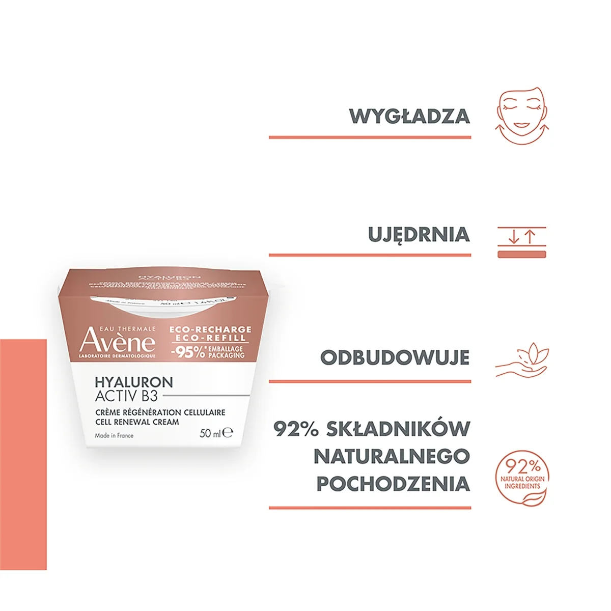 Avène Hyaluron Activ B3 krem odbudowujący komórki REFILL, 50 ml
