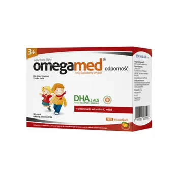 Omegamed Odporność 3+, suplement diety, smak pomarańczowy, płyn, 30 saszetek 