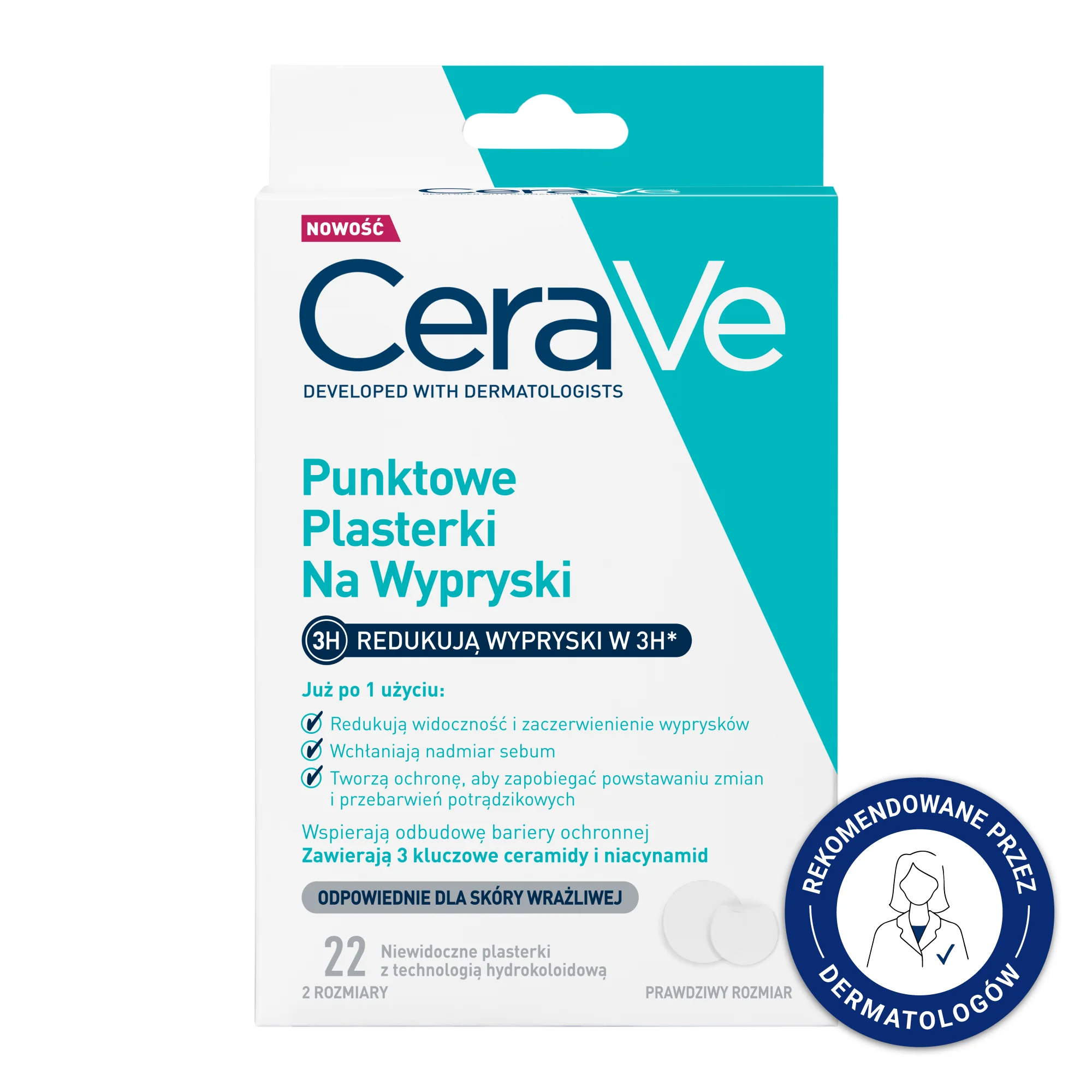 CeraVe punktowe plasterki na wypryski, 22 sztuki