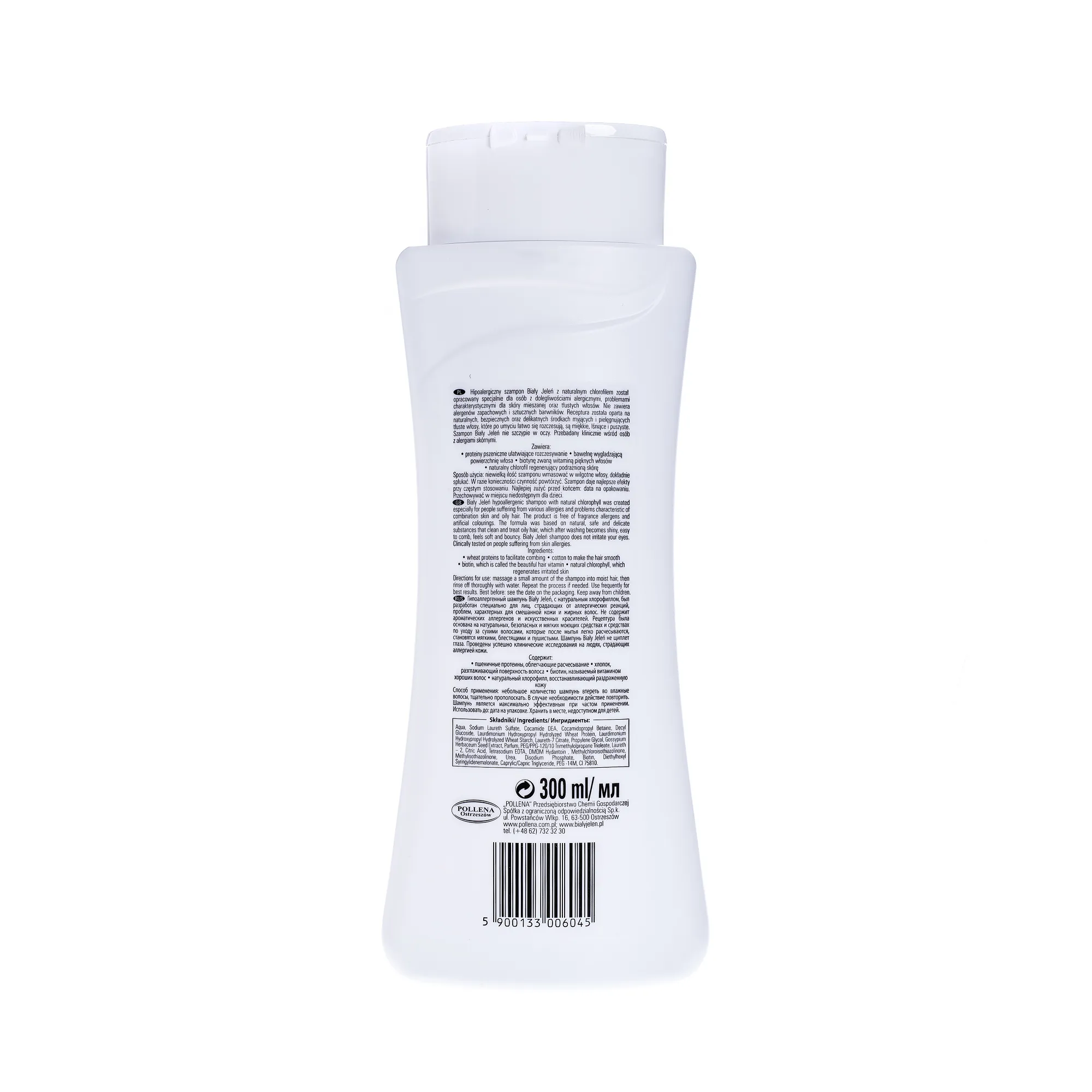 Biały Jeleń, hipoalergiczny szampon do włosów, chlorofill, 300 ml 
