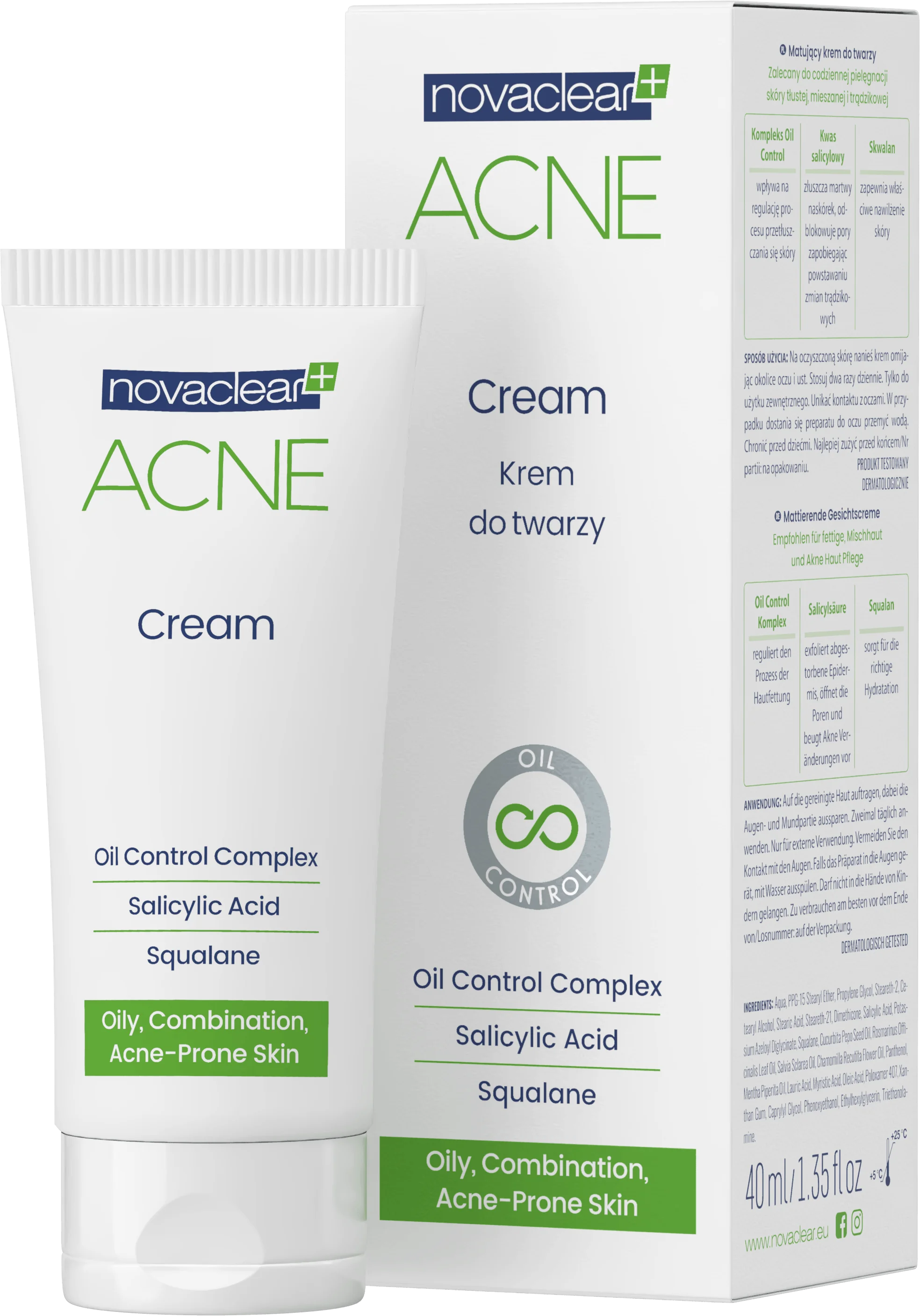 Novaclear Acne matujący krem do twarzy, 40 ml