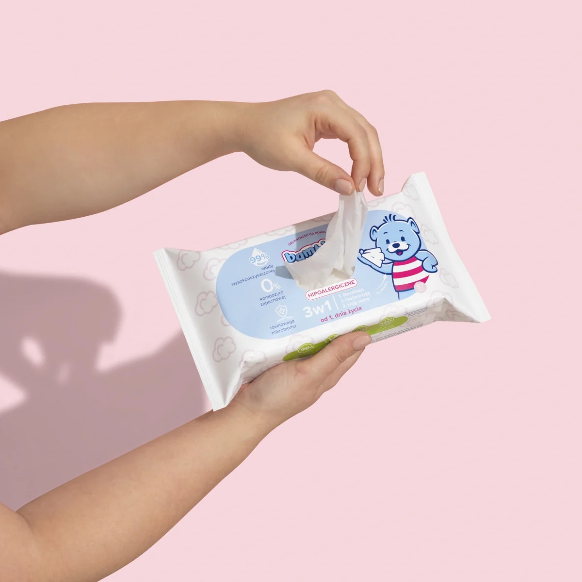 Bambino chusteczki wodne 3w1, 57 sztuk