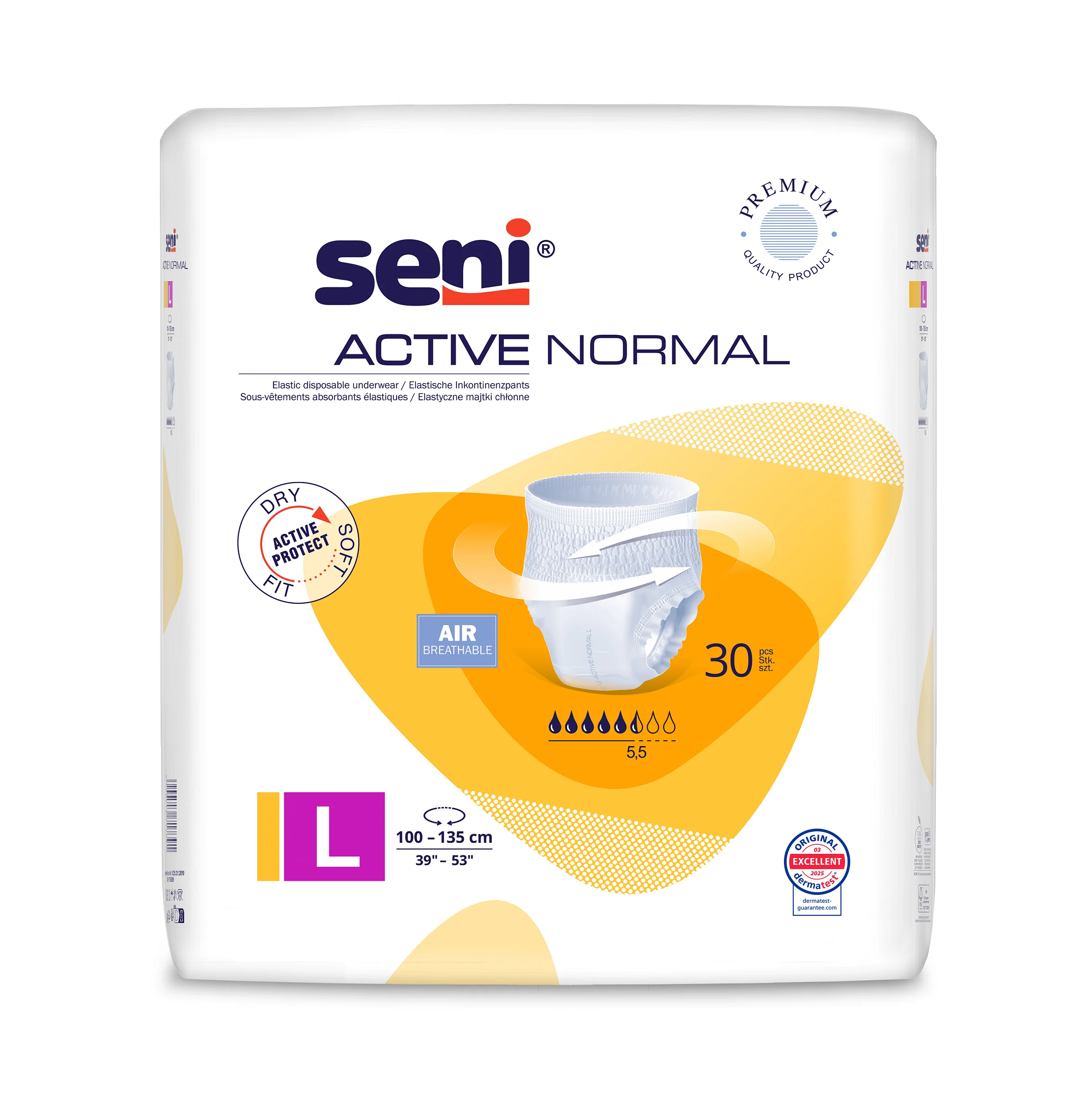 Seni Active Normal majtki chłonne, rozmiar L 100-135 cm, 30 szt.