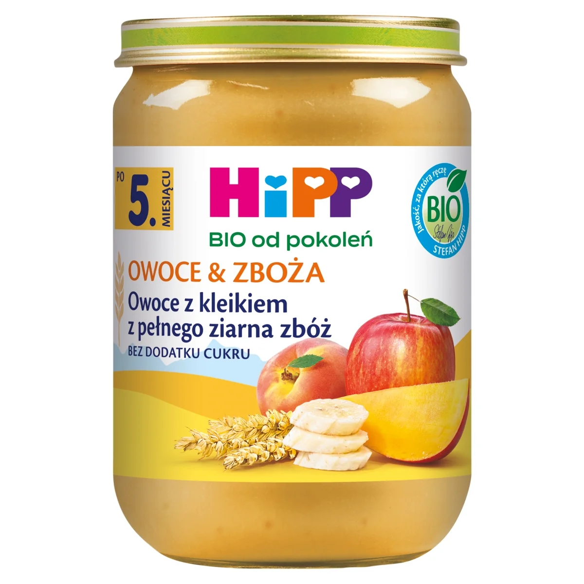 HiPP BIO od pokoleń owoce z kleikiem z pełnego ziarna zbóż po 5. miesiącu, 190 g