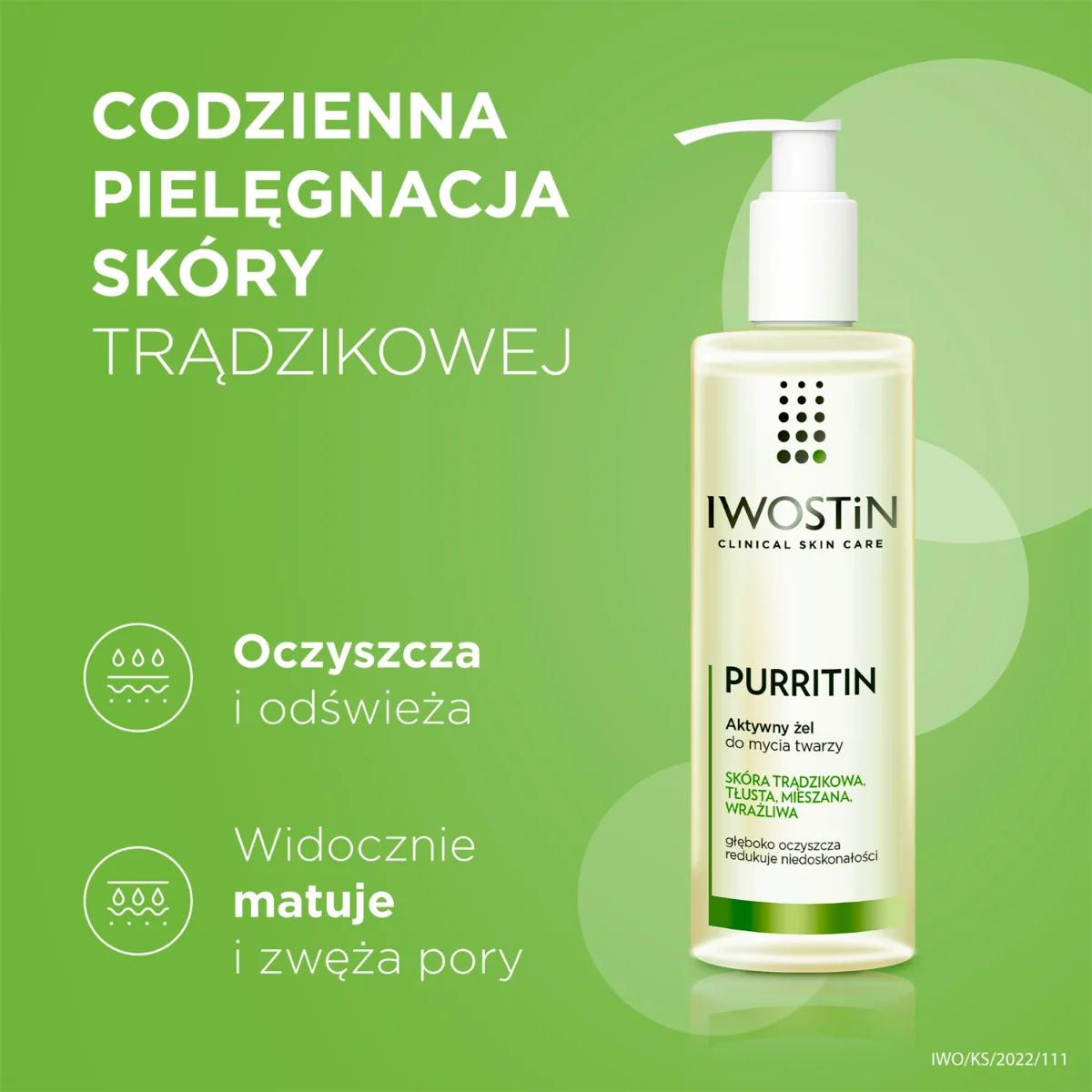 Iwostin Purritin aktywny żel do mycia twarzy, 150 ml