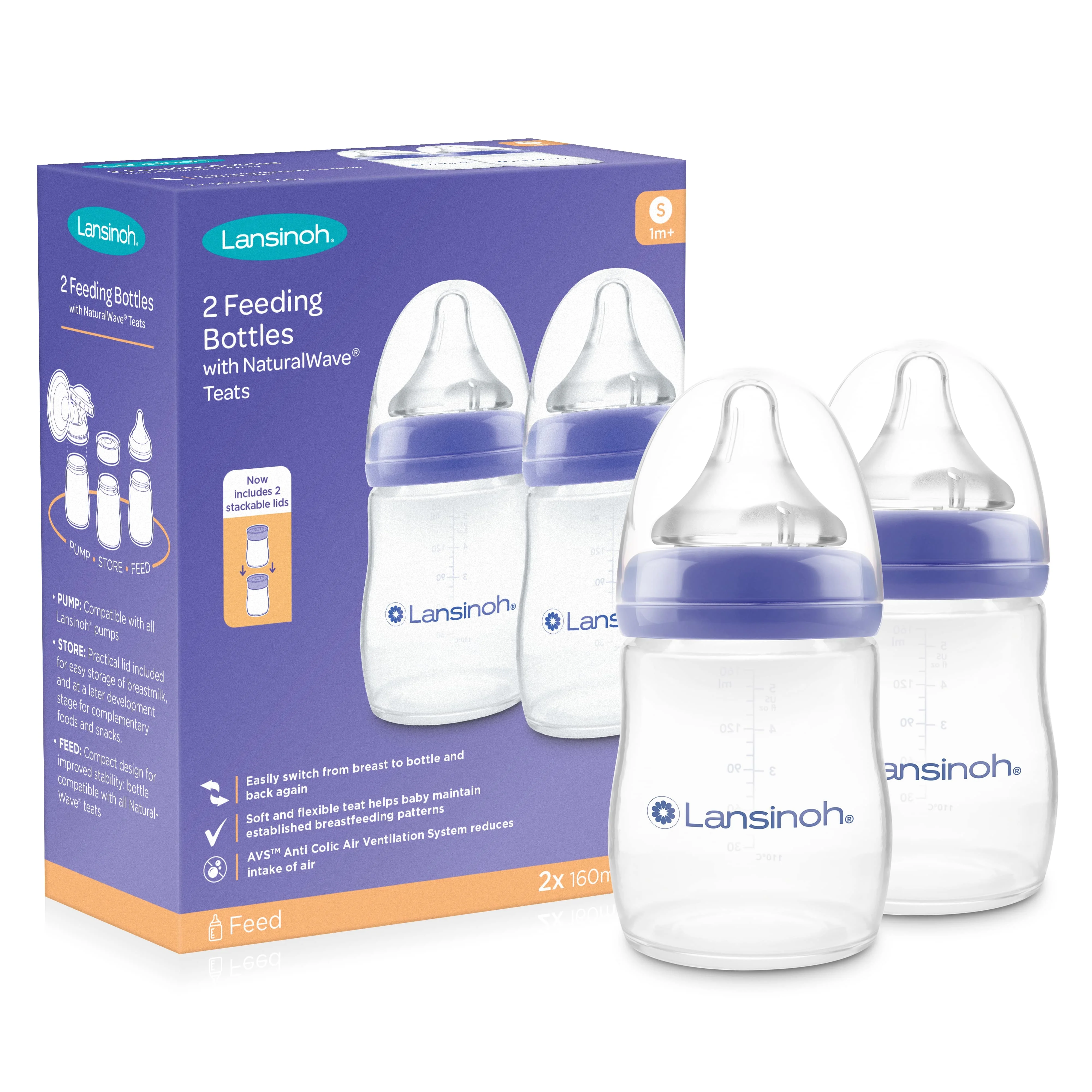 Lansinoh butelki ze smoczkami NaturalWave 2 x 160 ml