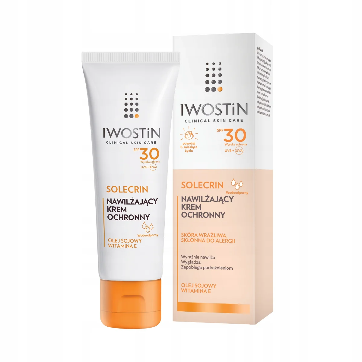 Iwostin Solecrin lekki krem ochronny dla skóry wrażliwej i skłonnej do alergii SPF 30, 50 ml